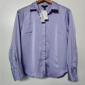 NWT Banana Republic lavender lilac satin-feel shirt size S P